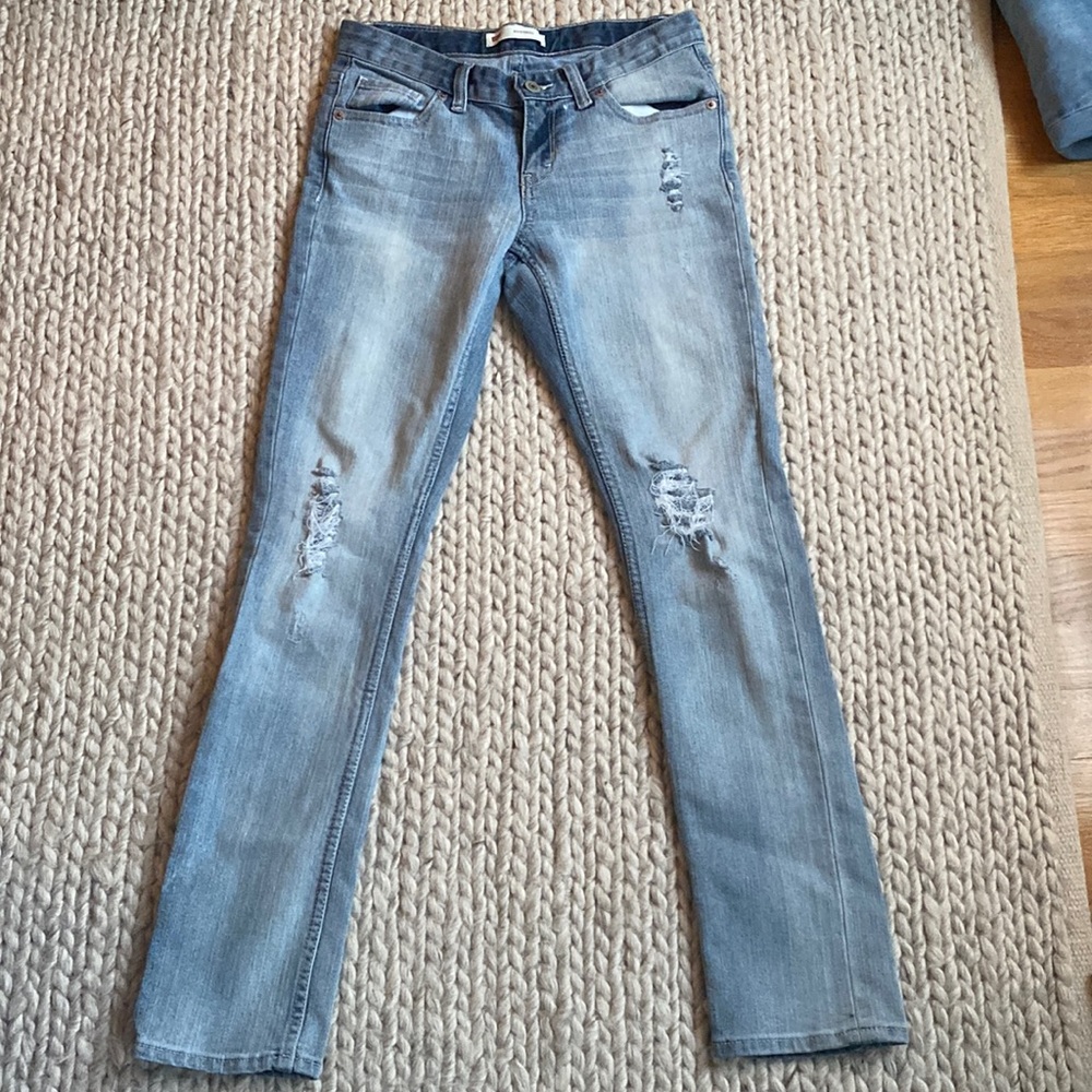 Levi’s distressed boot leg jeans
